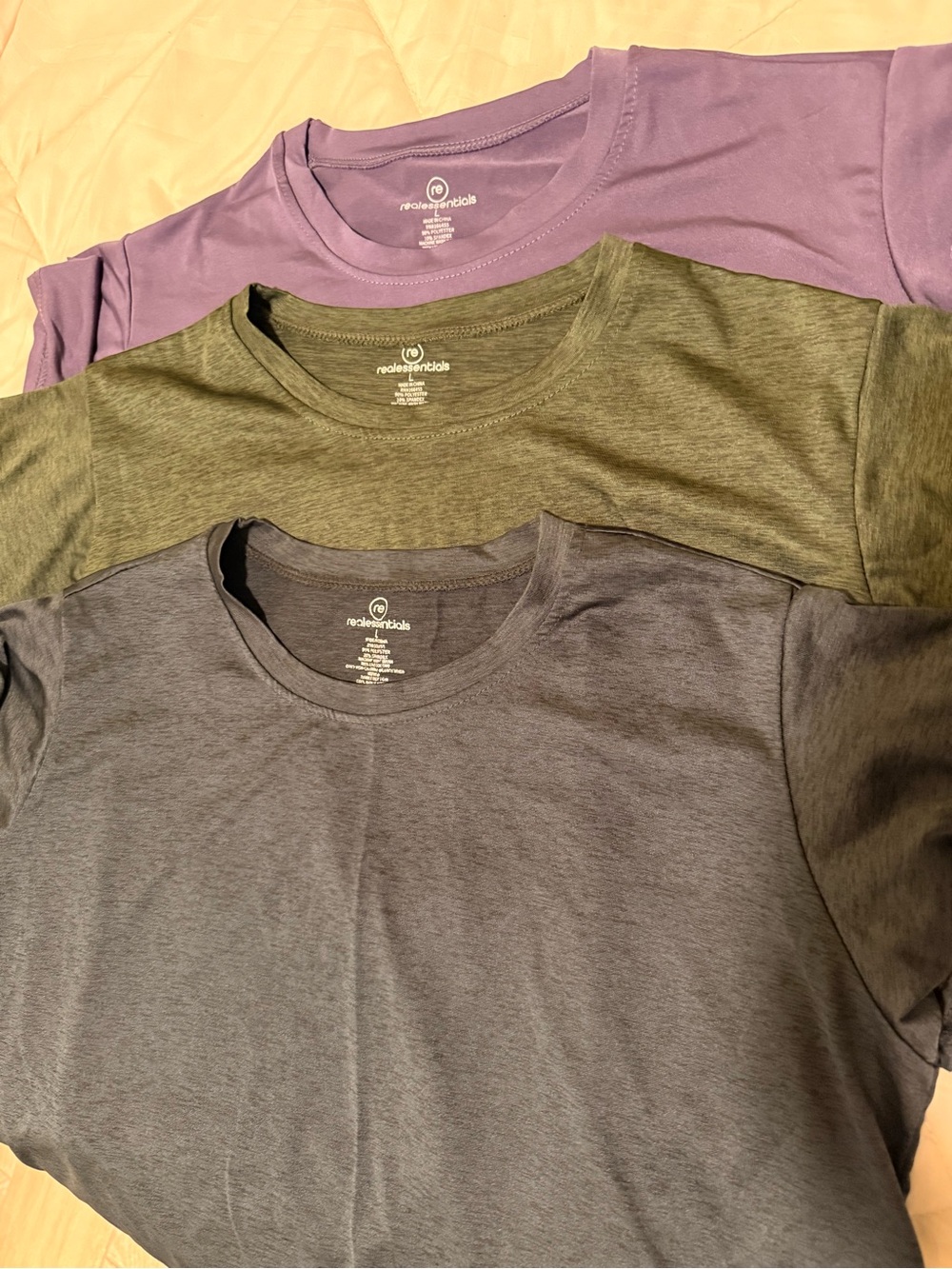 Essentials Men's Short Sleeve Crew Neck Shirts - Purple, Olive, Charcoal